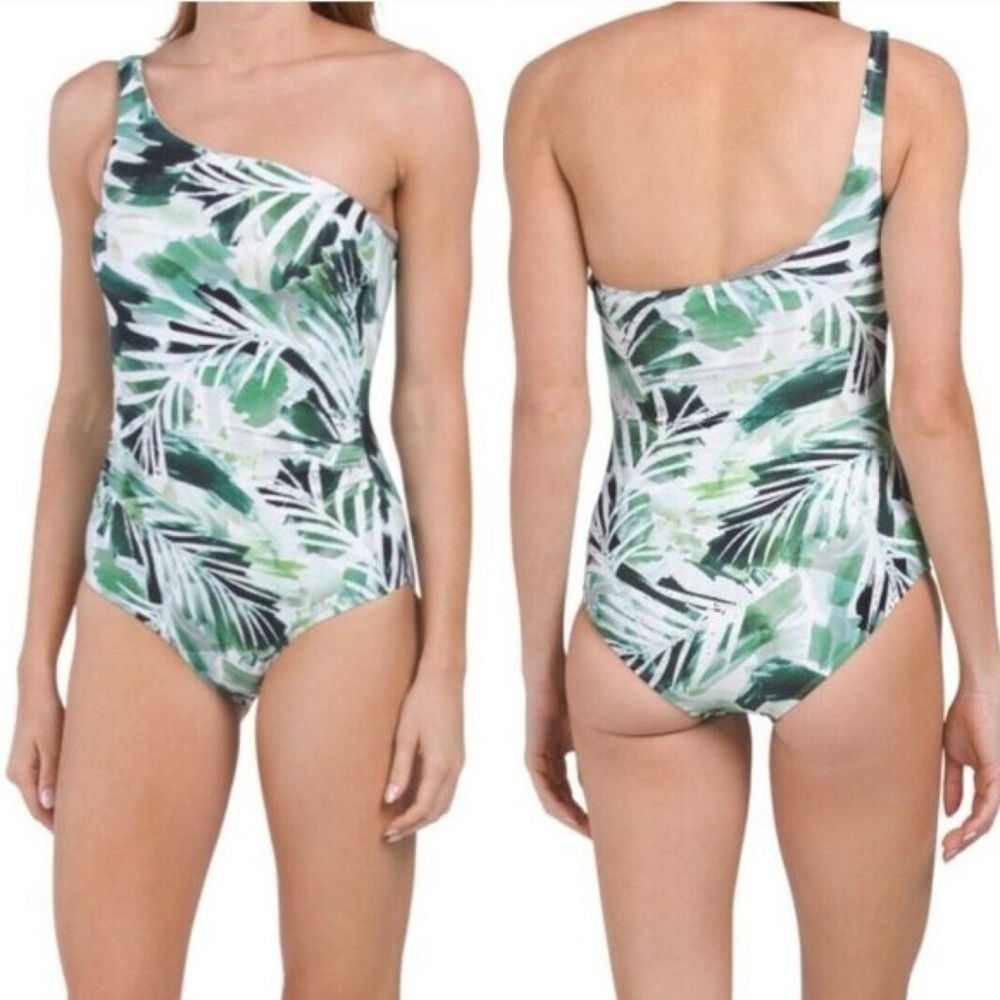 NIP TUCK Rhonda Congo Tropical Green One Shoulder One Piece Swimsuit